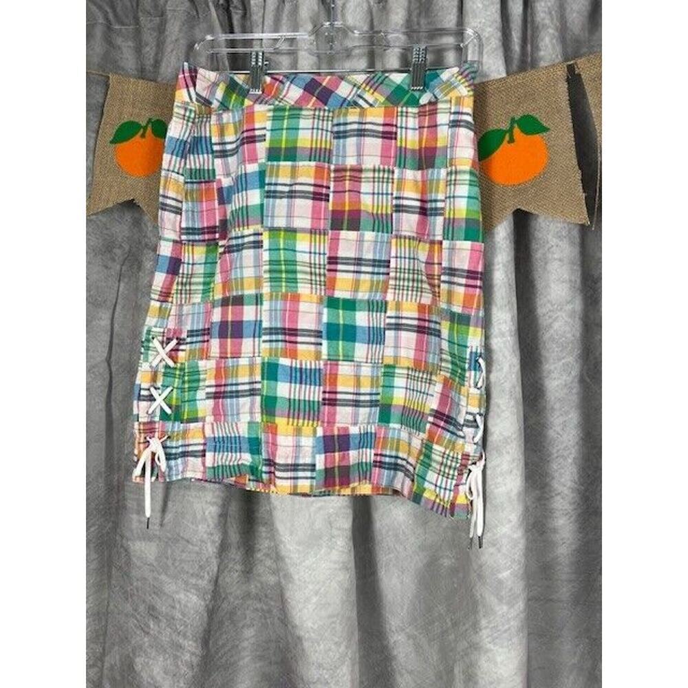 Talbots Woman’s Madras Plaid Lace Up Sides Skirt Size 2 - Picture 5 of 7
